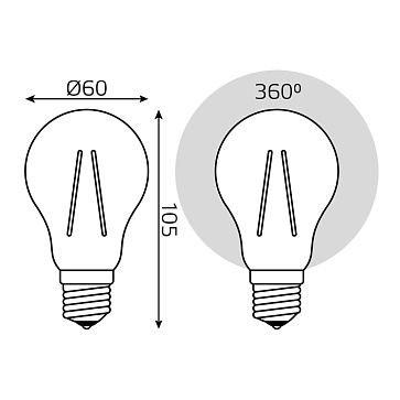 Светодиодная филаментная лампа Gauss A60 8W 740Lm 2700K E27 102802108102802108_GAUSS