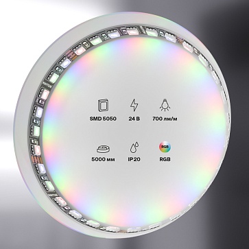 Светодиодная лента 24В 5050 21Вт/м RGB 5м IP20 Black