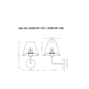 Бра Arte Lamp ELBA A2581AP-1AB