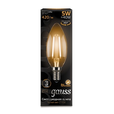 Светодиодная лампа Gauss Свеча 5W 420Lm 2700K E14 103801105103801105_GAUSS