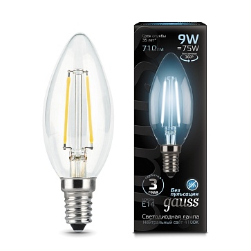 Светодиодная лампа Gauss Свеча 9W 710Lm 4100K E14 103801209103801209_GAUSS